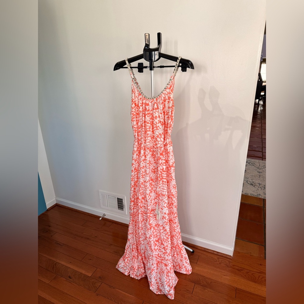 fab'rik Coral and White Floral Maxi Dress